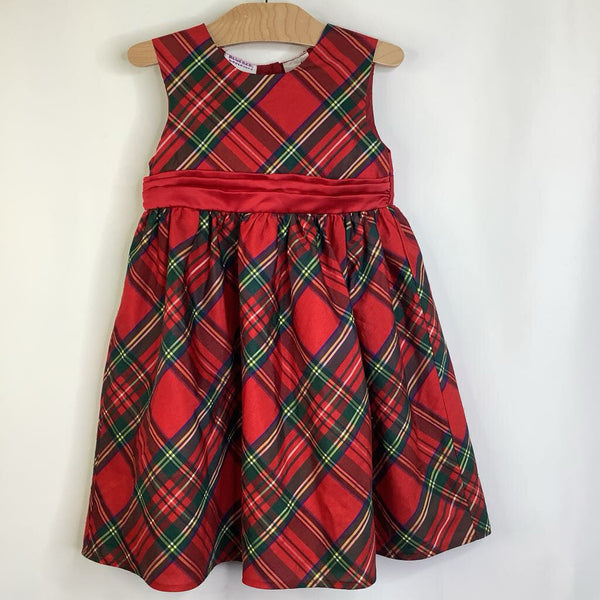 Size 5: Blueberi Boulevard Red/Green Plaid Tank Holiday Dress