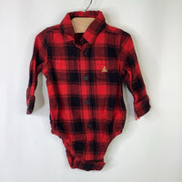 Size 6-12m: Gap Reed & Black Gingham Collared Button-up Long Sleeve Onesie