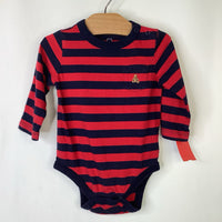 Size 6-12m: Gap Navy Blue/Red Striped Long Sleeve Onesie