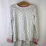 Size 8-9: Tu White Black Polk-a-Dots Long Sleeve 2pc PJs