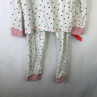 Size 8-9: Tu White Black Polk-a-Dots Long Sleeve 2pc PJs