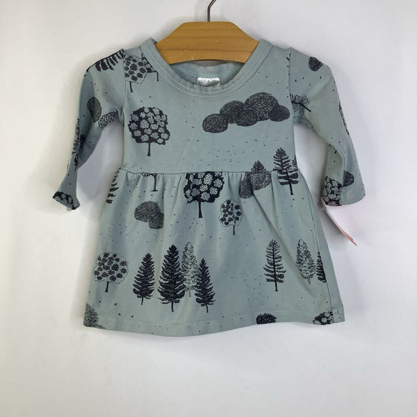 Size 3-6m: North of West Pale Green Trees Long Sleeve Dress