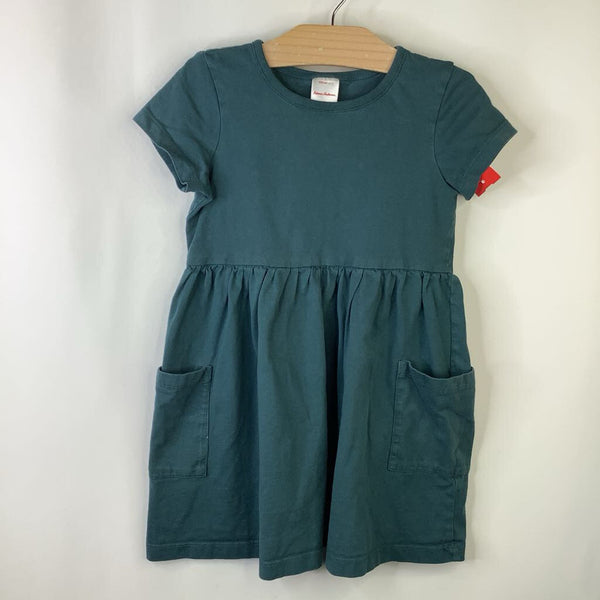 Size 5 (110): Hanna Andersson Green Short Sleeve Dress w/ Pockets