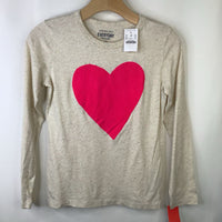 Size 12: Crewcuts Creme Pink Heart Long Sleeve Shirt