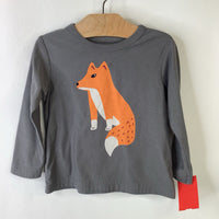 Size 9-12m: Tea Collection Grey Orange Fox Long Sleeve Shirt