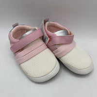 Size 12-18m: Robeez Pink & White Velcro Soft Shoe Booties