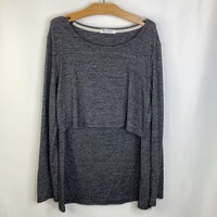 Size M: Small Show Grey Heathered Nursing Long Sleeve Shirt