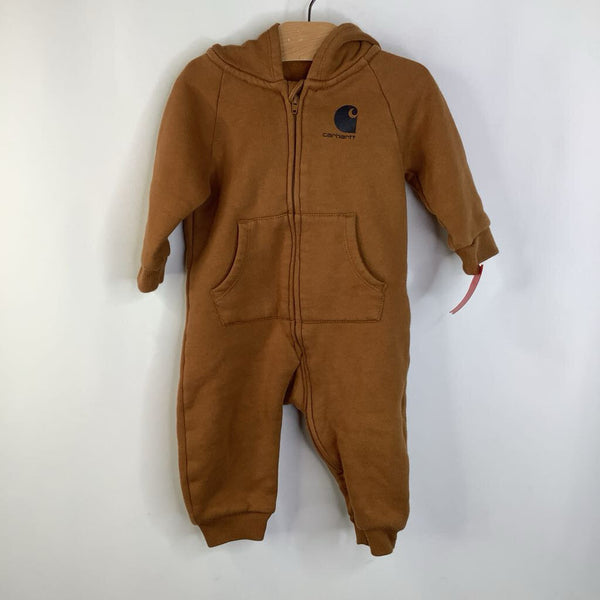 Size 6m: Carhartt Brown Long Sleeve Long Hooded Sweatshirt Romper