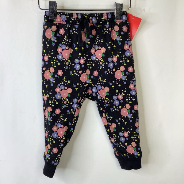 Size 3-6m: Tea Collection Black Pink/Lavender Flowers Cozy Pants