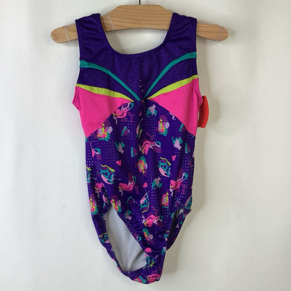 Size 6: Freestyle by Danskin Purple/Pink/Yellow/Teal Floral Tank Leotard