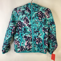 Size 4-5: Columbia Turquoise Pink/Indigo Flowers Reversable Light Jacket