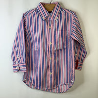 Size 4-5: Gap Pink/Periwinkle/White Pin Striped Collard Button-up Long Sleeve Shirtf