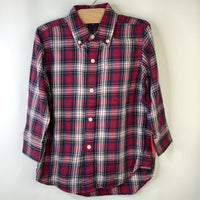 Size 4-5: Gap Red/Blue/White Plaid Collard Button-up Long Sleeve Shirtf