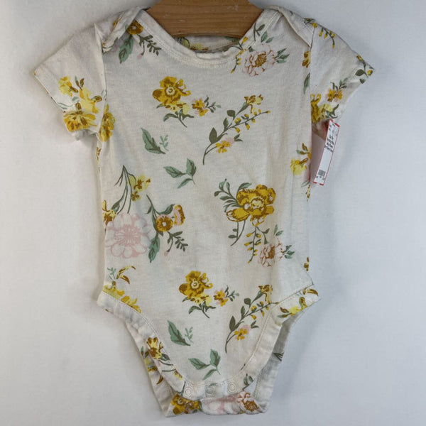 Size 12m: Nordstrom White Yellow Flowers Short Sleeve Onesie