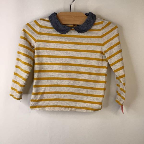 Size 18-24m: Gap Greme & Yellow Striped Collard Long Sleeve Shirt