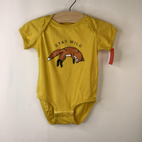 Size 18m: Keep Nature Wild Yellow 'Stay Wild' Fox Jumping Short Sleeve Onesie