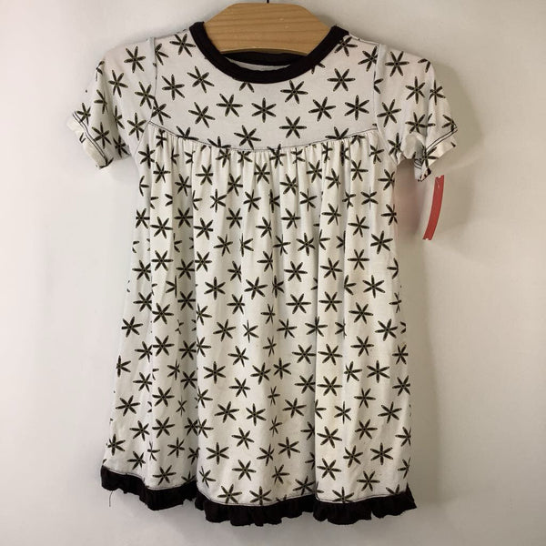 Size 12-18m: Kickee Pants White Black/Yellow Flower Short Sleeve Dress