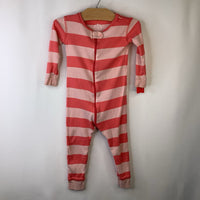 Size 18-24m: Primary Pink/Coral Striped Long Sleeve 1pc PJs