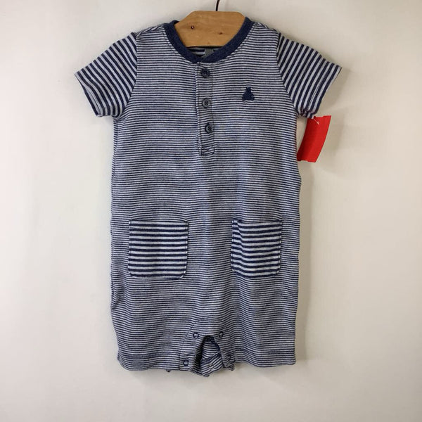 Size 6-12m: Gap 2 Tone Blue Striped Short Sleeve Short Romper