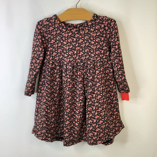 Size 3: Gap Black/Pink Floral Pattern Long Sleeve Dress