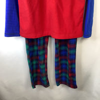 Size 14: Lands' End Red/Blue/Green Plaid Fleece Long Sleeve 2pc PJs