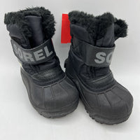 Size 6: Sorel Black Faux Fur Single Strap Insulated Snow Boots