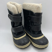 Size 8: Sorel Black Yoot Pac Faux Fur Velcro Snow Boots