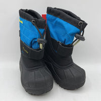 Size 6: Columbia Blue & Black Single Strap Toggle Insulated Snow Boots