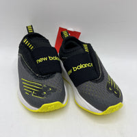 Size 4: New Balance Black Yellow Elastic Strap Slip-On Sneakers