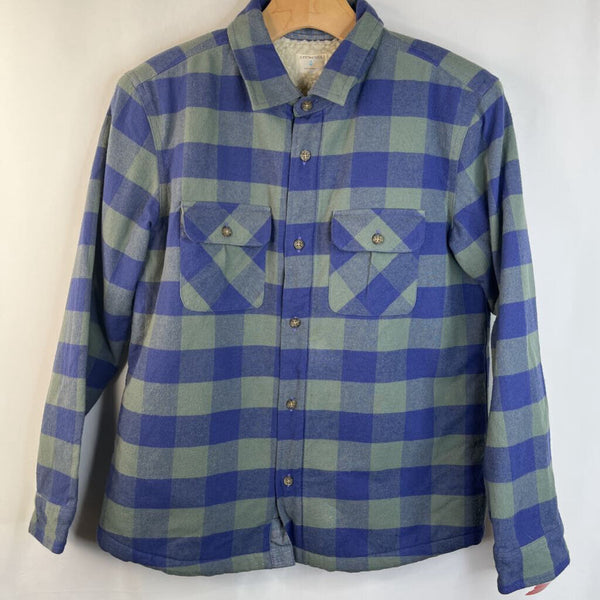 Size 12: Crewcuts Flannel Sherpa Lined Green Blue Plaid Long Sleeve Shirt