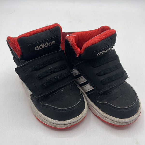 Size 5: Adidas Black White Velcro High Top Toddler Sneakers