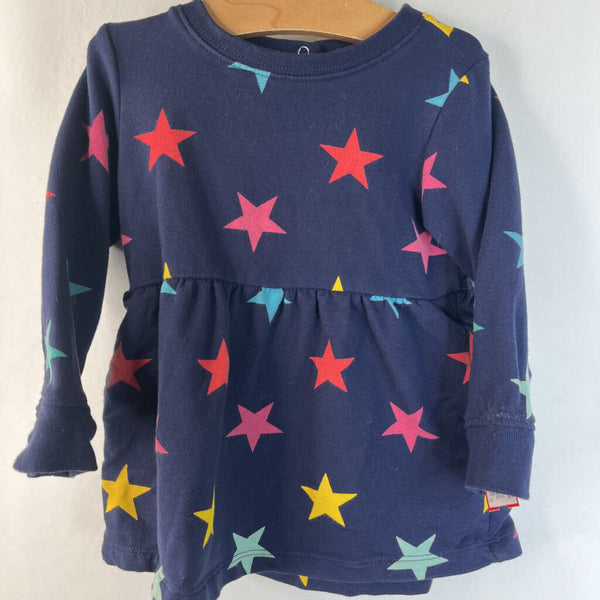 Size 6-12m: Primary Blue Pink Yellow Star Long Sleeve Dress