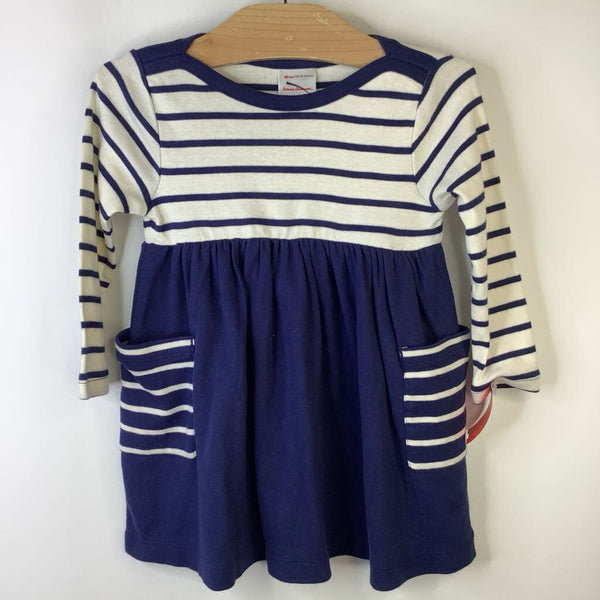 Size 18-24m: Hanna Andersson Blue White Striped Long Sleeve Dress