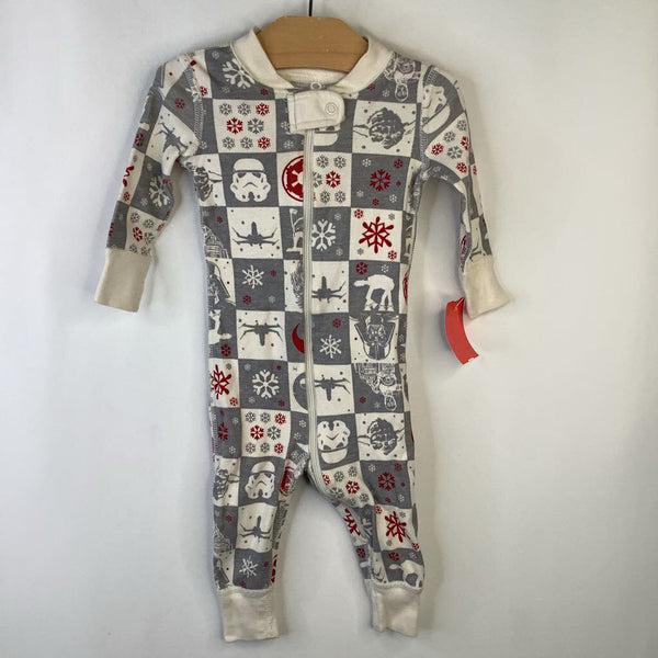 Size 3-6m: Hanna Andersson Grey White Red Star Wars Holiday Theme Zip Up Pjs