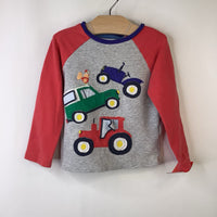 Size 12-18m: Baby Boden Vehicles Red Green Long Sleeve Shirt