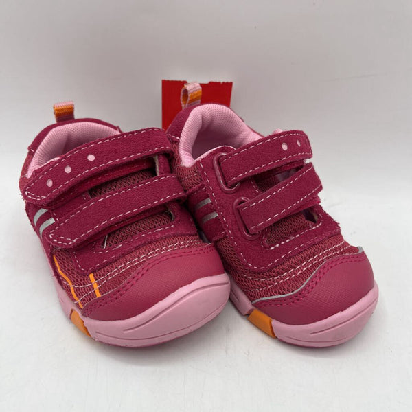 Size 4: Perfection 2 Tone Pink Velcro Strap Sneakers