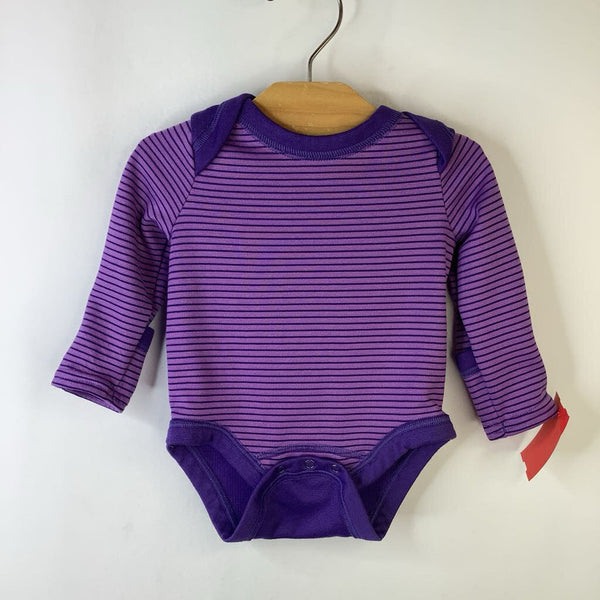 Size 3-6m: Patagonia 2 Tone Purple Striped Long Sleeve Onesie Base Layer