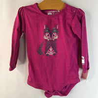 Size 12m: Carhartt Pink/Green Leaves Fox Print Long Sleeve Onesie