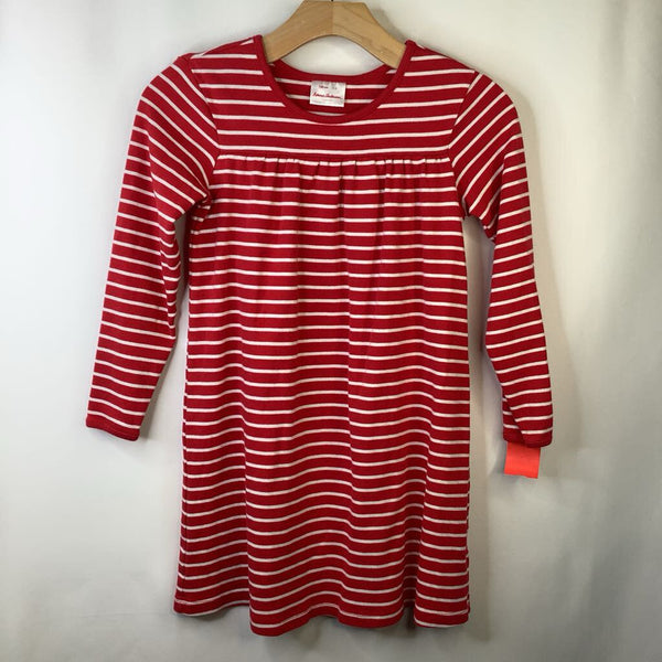 Size 8 (130): Hanna Andersson Red White Striped Long Sleeve Dress