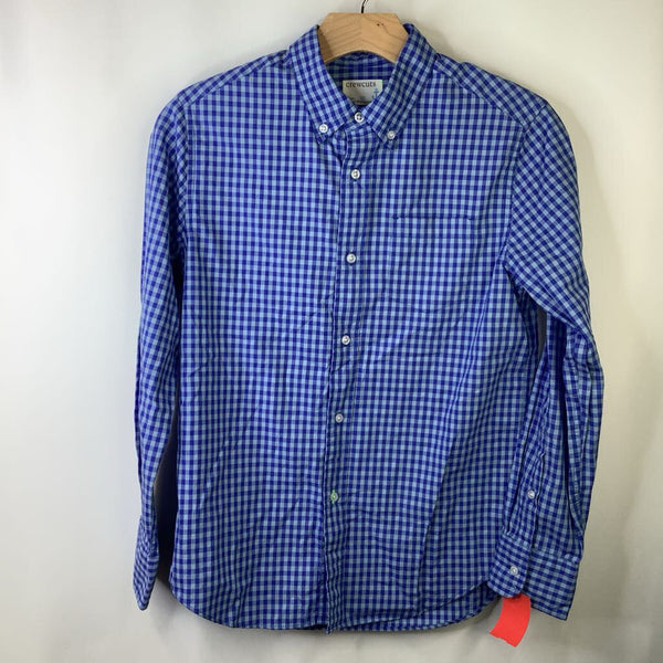 Size 12: Crewcuts Blue Checked Long Sleeve Button Up