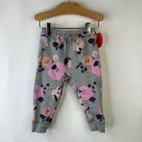 Size 6-9m: Tea Collection Grey Pink Floral Cozy Pants