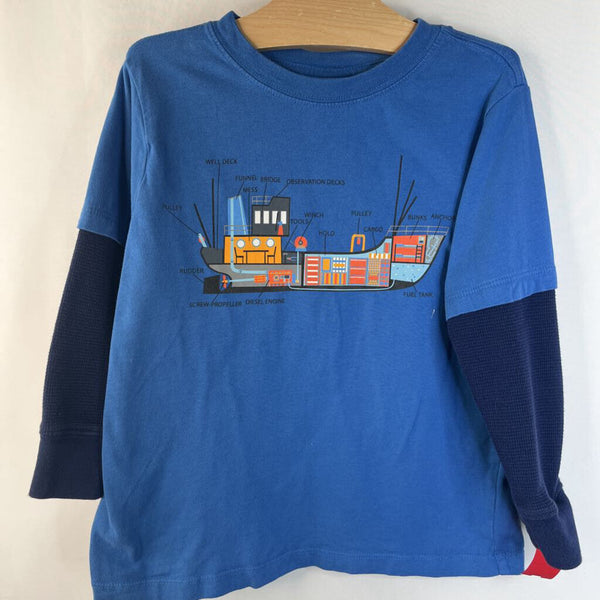 Size 5 (110): Hanna Andersson Blue Ship Long Sleeve Shirt