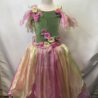 Size 7-8: Little Gems Green Pink Yellow Fairy Dress- REDUCED