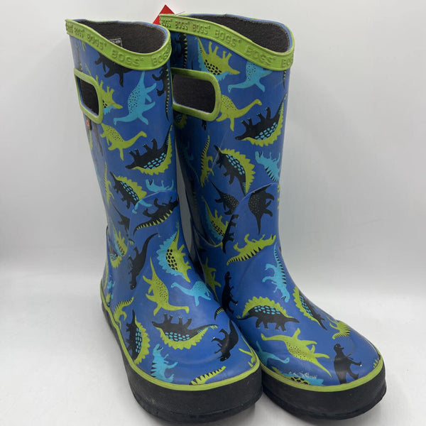 Size 1Y: Bogs Blue Dino Rain Boots