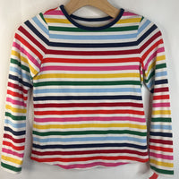 Size 7-8: Lands End Rainbow Striped Long Sleeve Shirt