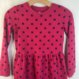 Size 8-9: Primary Pink Polkadot Long Sleeve Dress