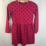 Size 8-9: Primary Pink Polkadot Long Sleeve Dress