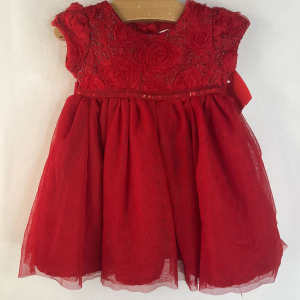 Size 9m: Koala Baby Red Rose Tulle Holiday Short Sleeve Dress