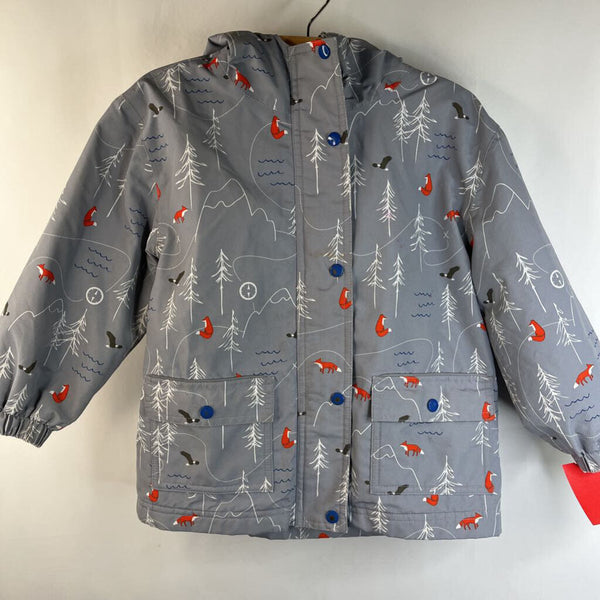 Size 4: Jan & Jul Grey/Multicolor Forxes/Eagles Fleece Lined Rain Coat