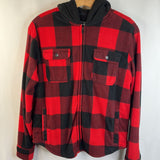 Size 14-16: Urban Pipeline Red & Black Gingham Hooded Fleece Coat